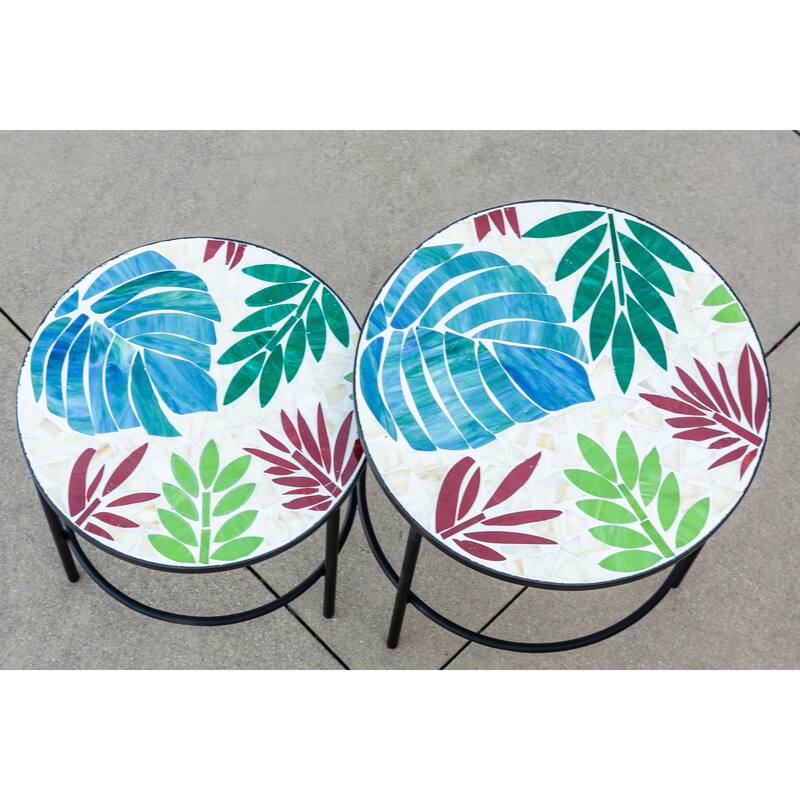 Home View Design 18" and 17" H Round Multicolor Ceramic/Metal Indoor